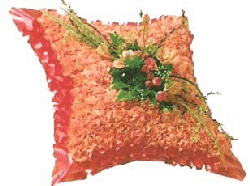 Massed flower cushion with rose spray