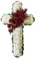 Massed flower cross with rose spray